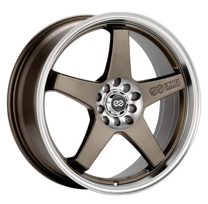 Enkei EV5 17x7 5x105/110 38mm Offset 72.6 Bolt Diameter Matte Bronze w/ Machined Lip Wheel (representative: same model & finish, other size)