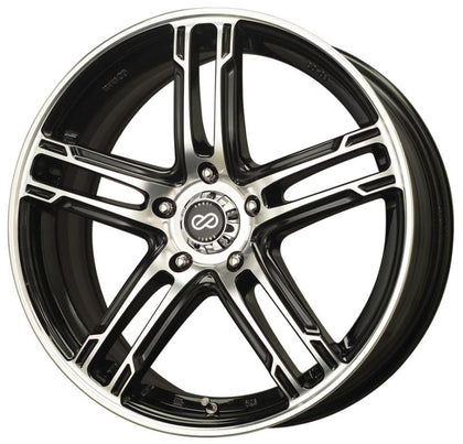Enkei FD-05 18x7.5 5x100 53mm Offset 72.6 Bore Dia Black Machined Wheel (representative: same model & finish, other size)