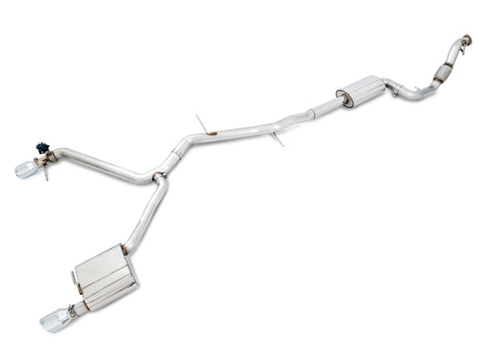 AWE Tuning Audi B9 A4 SwitchPath Exhaust Dual Outlet - Chrome Silver Tips (Includes DP and Remote)