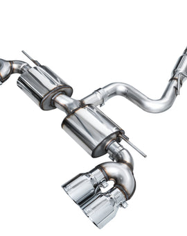 AWE MK8 Volkswagen Golf R 3in Touring Edition Quad Exhaust - Chrome Silver Tips