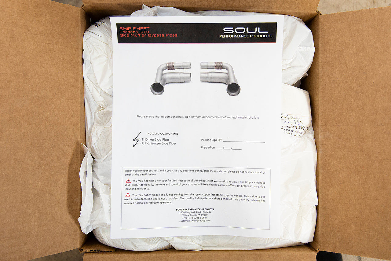 Soul Performance Porsche 997 GT3 Valved Side Muffler Bypass Pipes