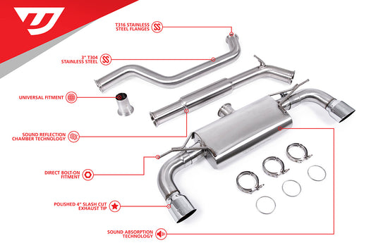 Unitronic Cat-Back for MK7 & MK7.5 GTI- Chrome Tips
