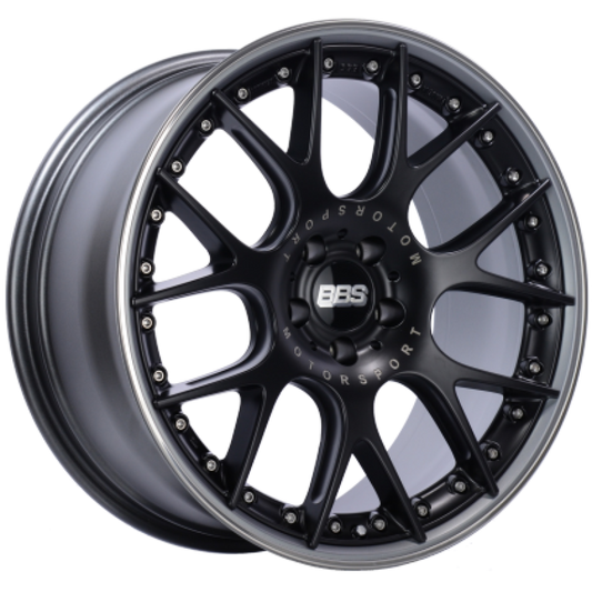 BBS CH-RII 22x10.5 5x112 ET20 Satin Black Center Platinum Lip SS Rim Protector Wheel - 82mm PFS Req.