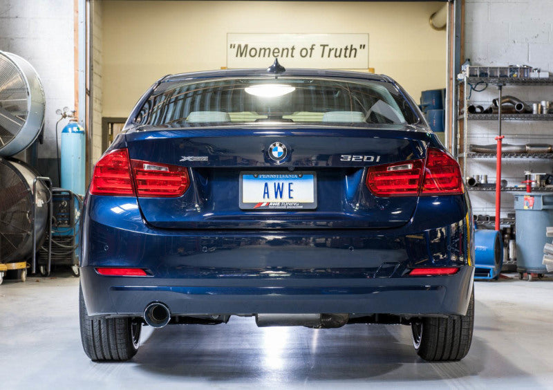 AWE Tuning BMW F30 320i Touring Exhaust & Performance Mid Pipe - Chrome Silver Tip (102mm)